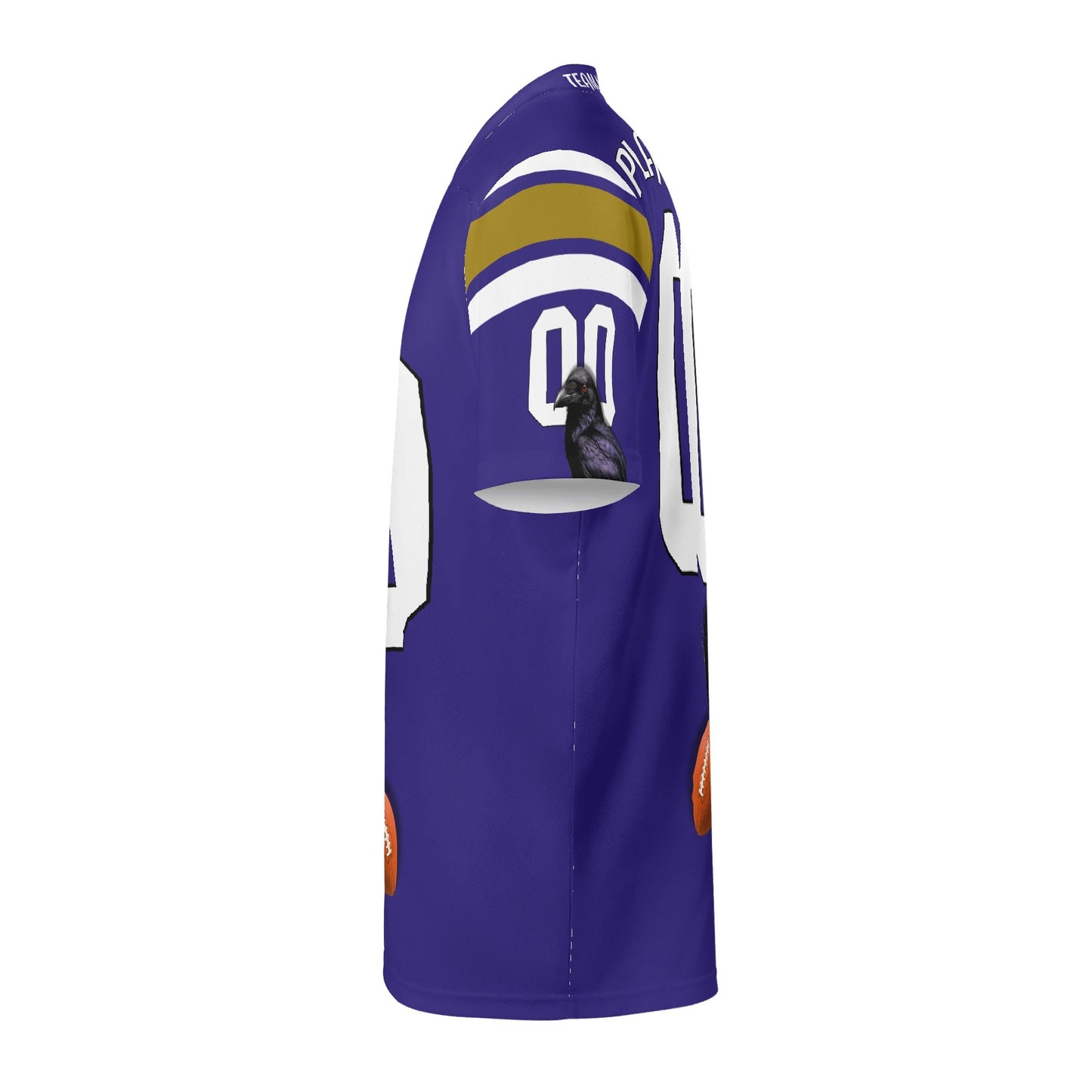 Purple/Black Raven Mascot Football Jersey – Custom Name & Number – Breathable Mesh