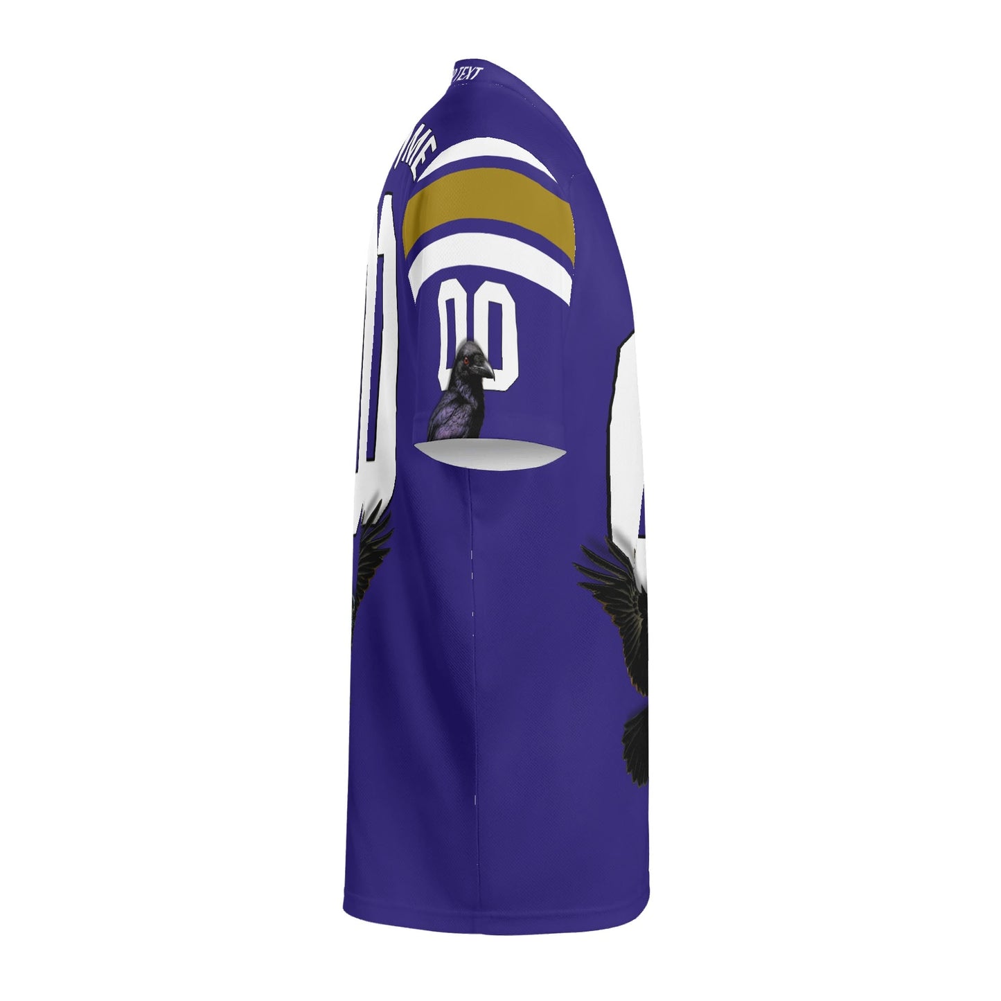 Purple/Black Raven Mascot Football Jersey – Custom Name & Number – Breathable Mesh