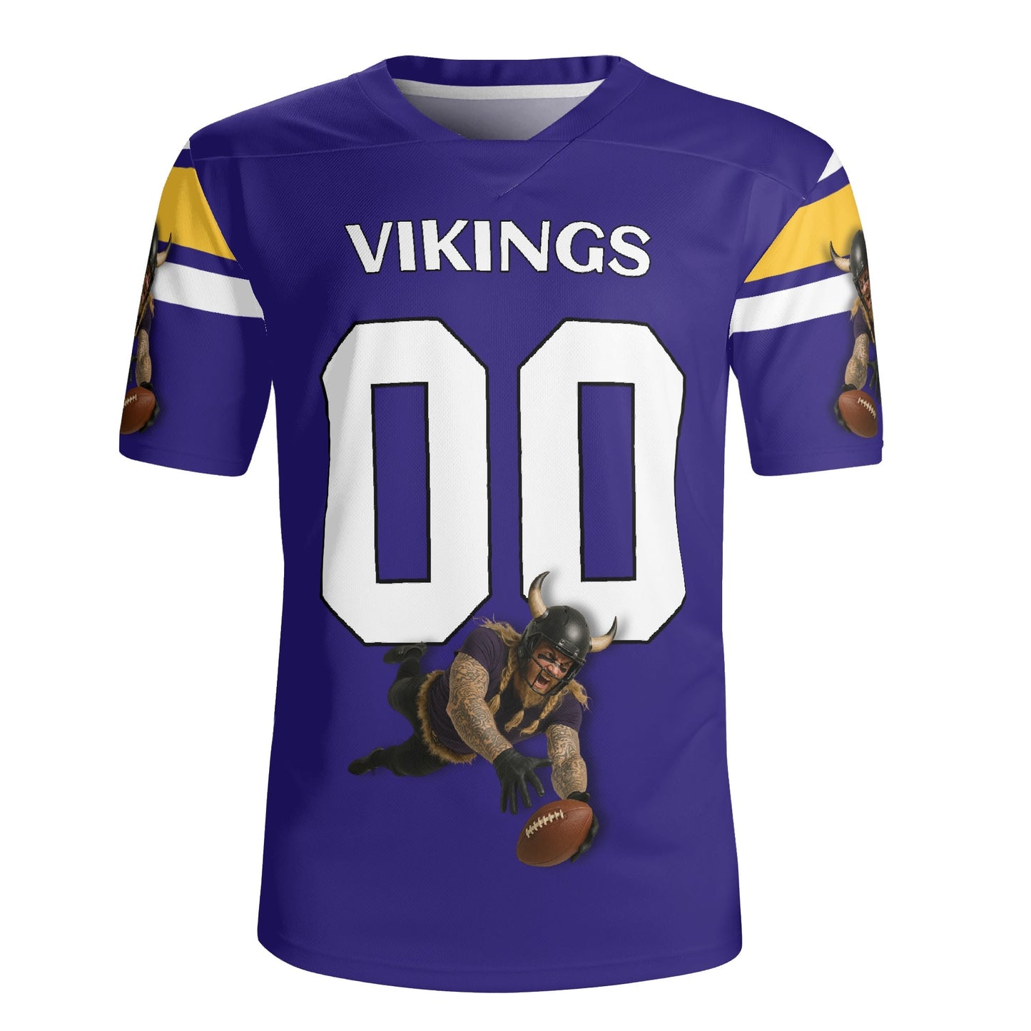 Purple/Gold Viking Warrior Football Jersey – Custom Name & Number – Breathable Mesh