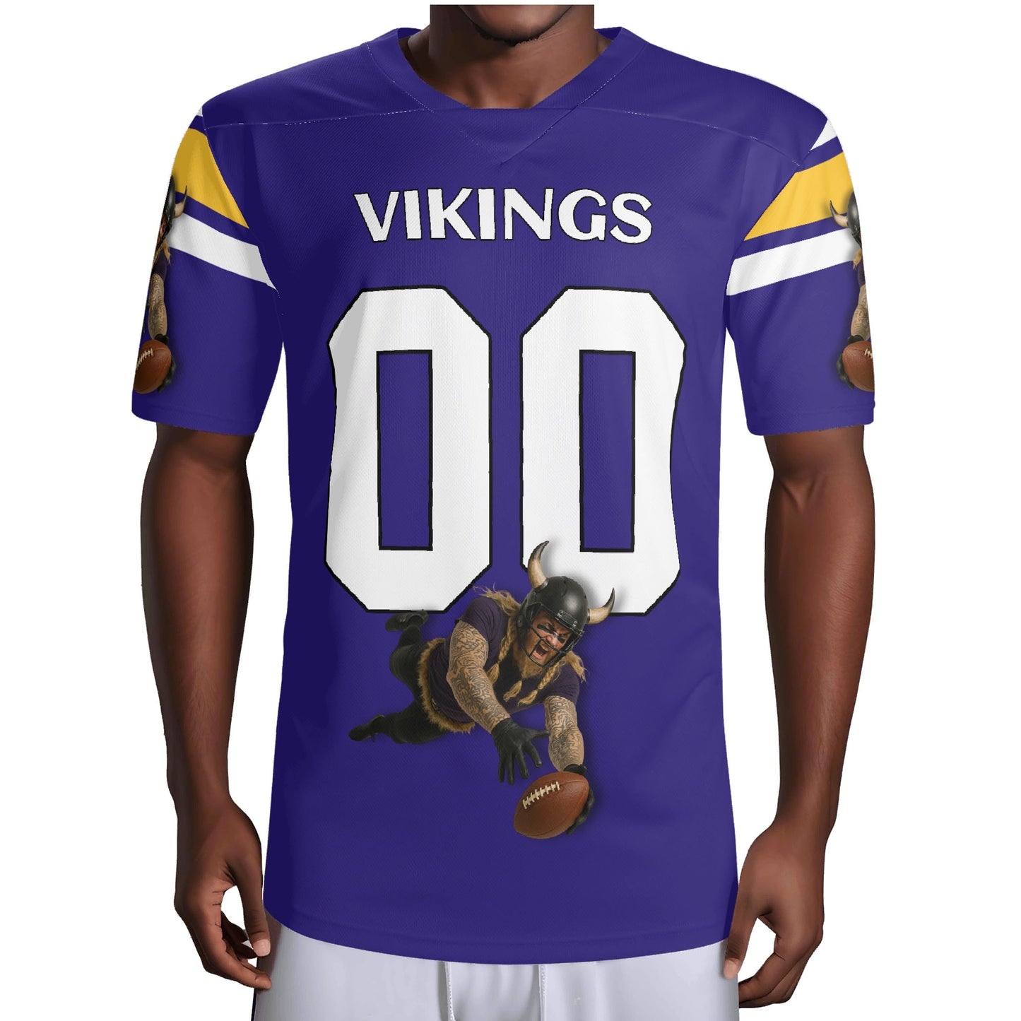 Purple/Gold Viking Warrior Football Jersey – Custom Name & Number – Breathable Mesh