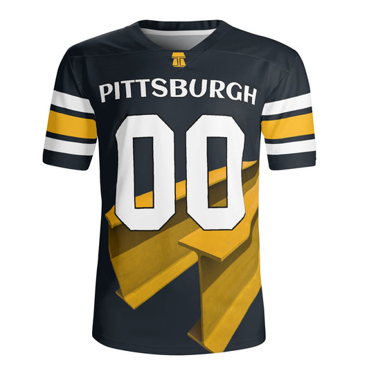 Pittsburgh Black-Gold Angled Steel Beam Jersey – Personalized Name & Number – Pro-Look Finish