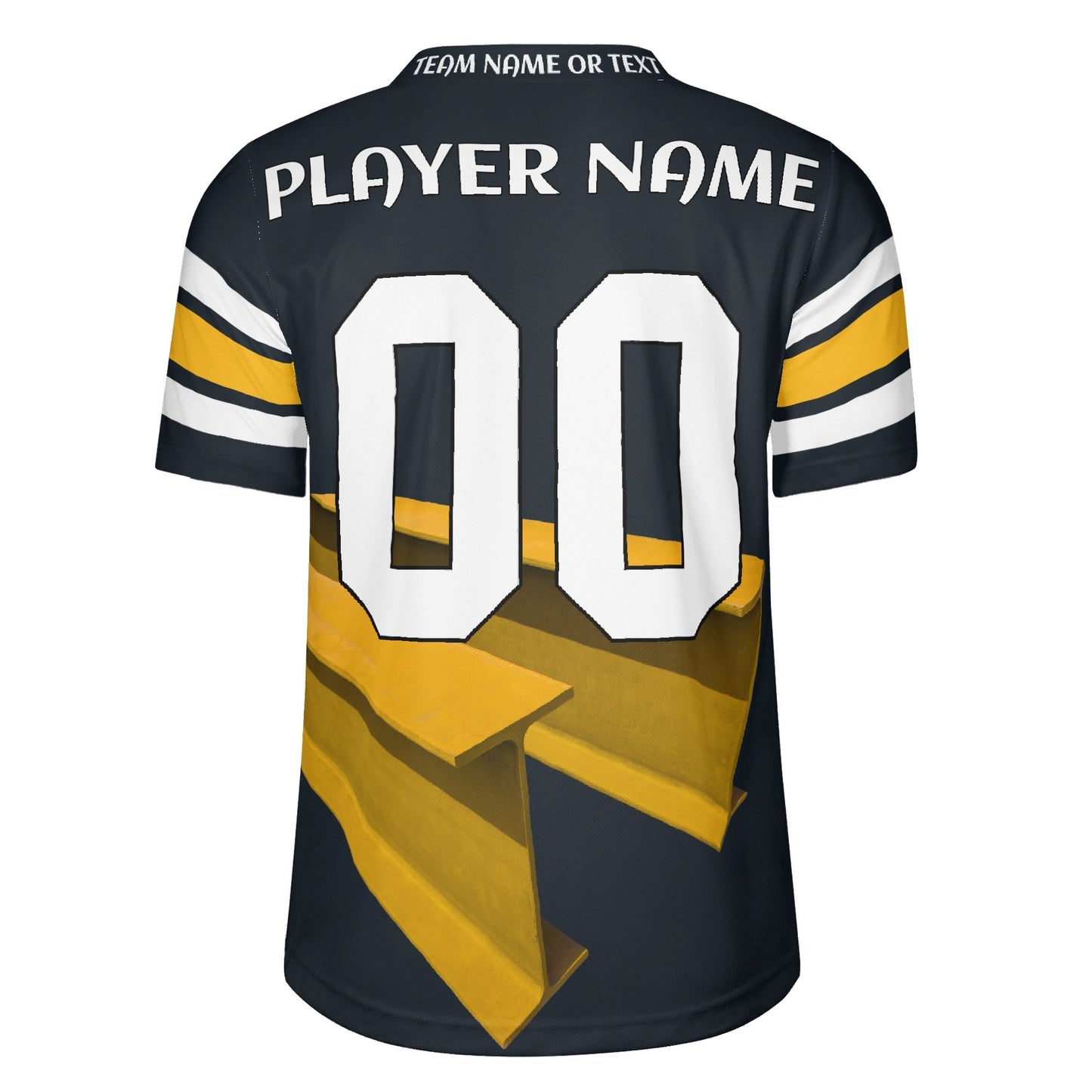 Pittsburgh Black-Gold Angled Steel Beam Jersey – Personalized Name & Number – Pro-Look Finish