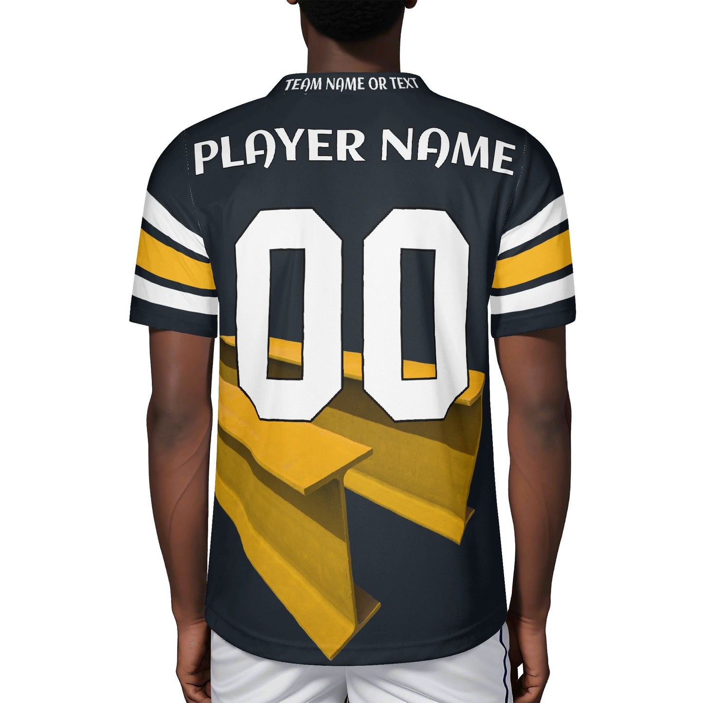 Pittsburgh Black-Gold Angled Steel Beam Jersey – Personalized Name & Number – Pro-Look Finish