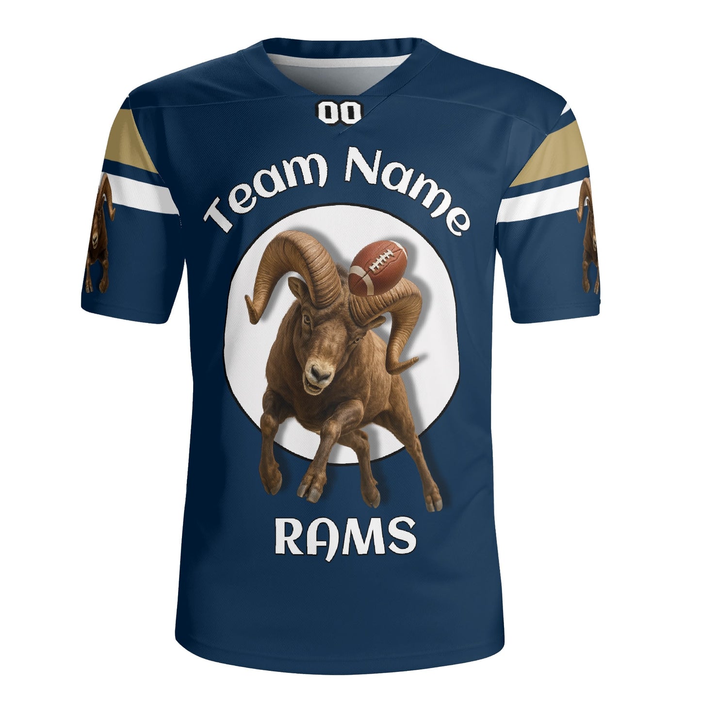 Rampage Navy-Gold Gridiron Jersey – Front Ram Graphic – Personalized Name & Number