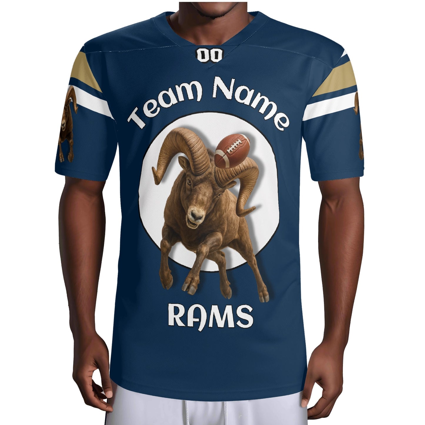 Rampage Navy-Gold Gridiron Jersey – Front Ram Graphic – Personalized Name & Number