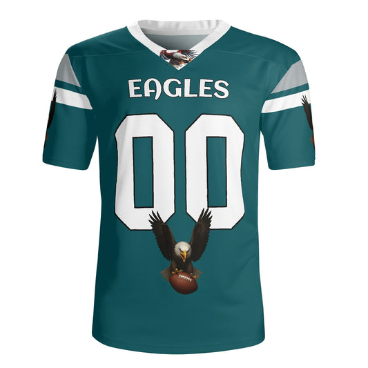 Soar -Midnight-Green Eagle Mascot Football Jersey – Custom Name & Number – Breathable Mesh