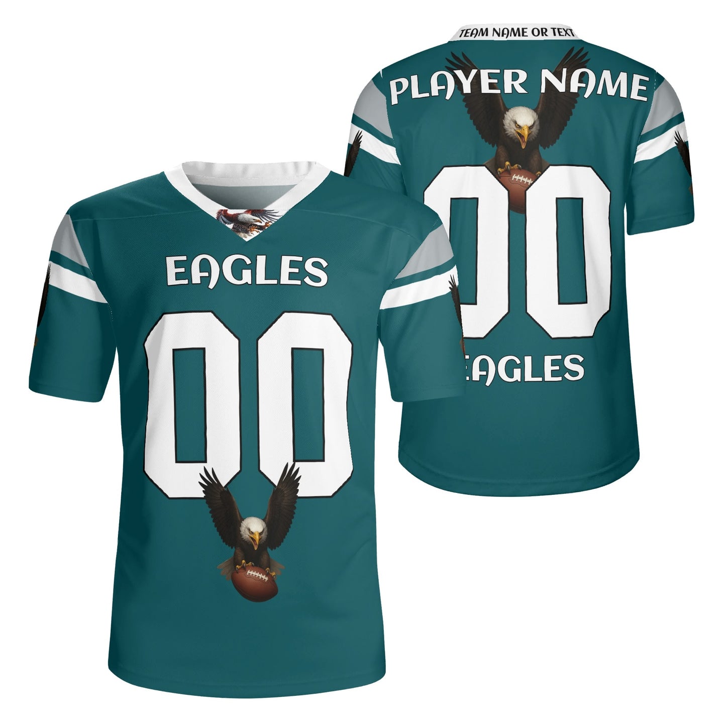 Soar -Midnight-Green Eagle Mascot Football Jersey – Custom Name & Number – Breathable Mesh