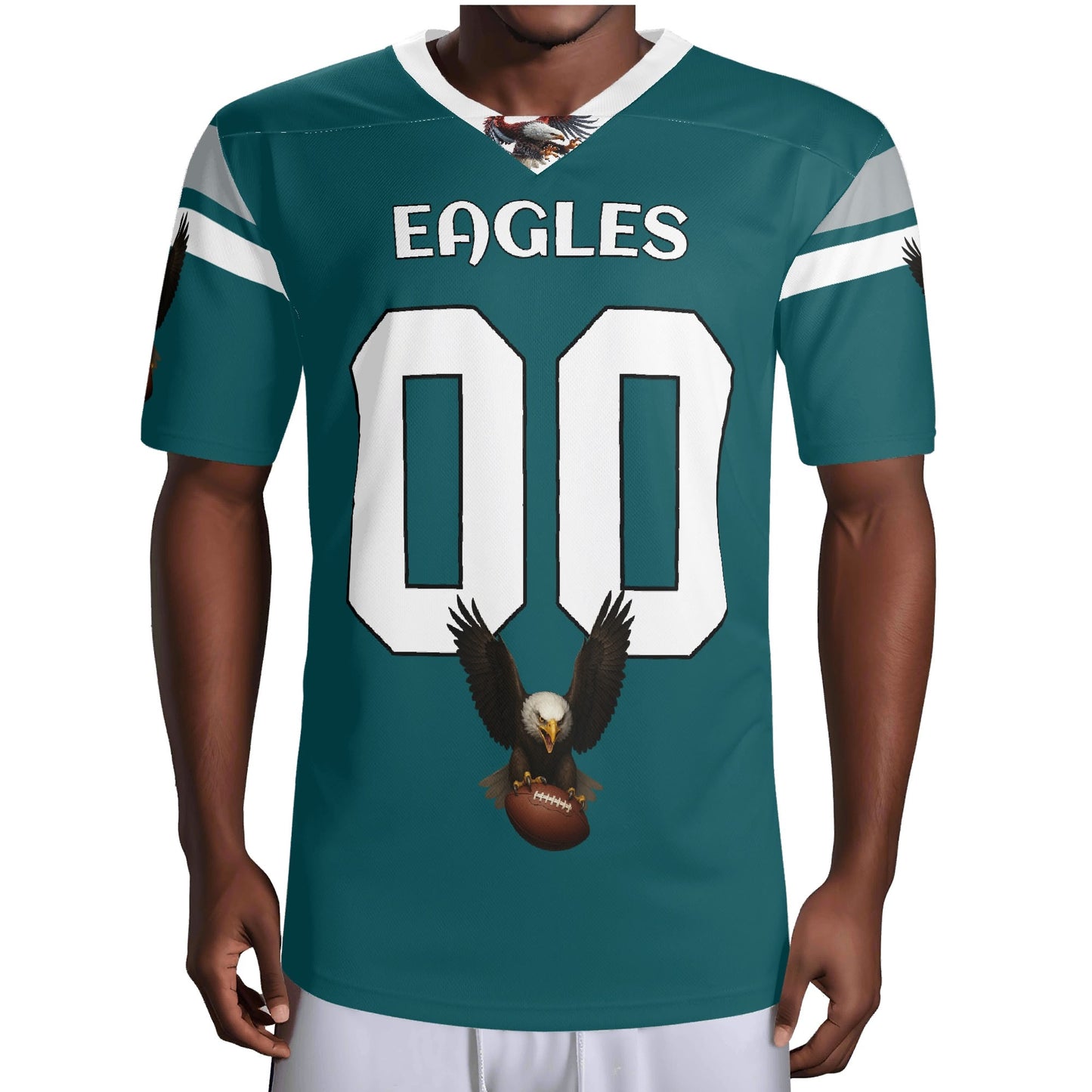 Soar -Midnight-Green Eagle Mascot Football Jersey – Custom Name & Number – Breathable Mesh