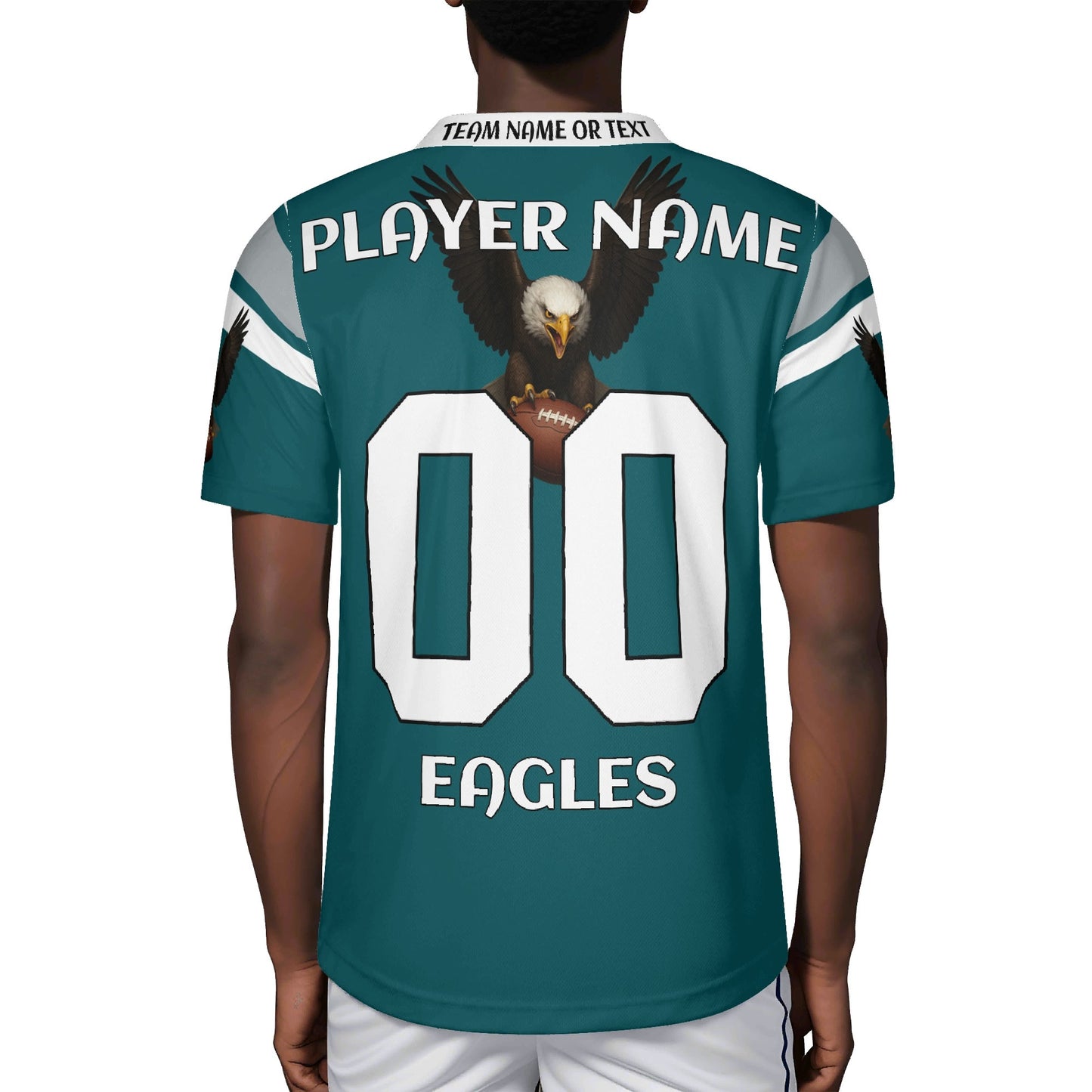 Soar -Midnight-Green Eagle Mascot Football Jersey – Custom Name & Number – Breathable Mesh
