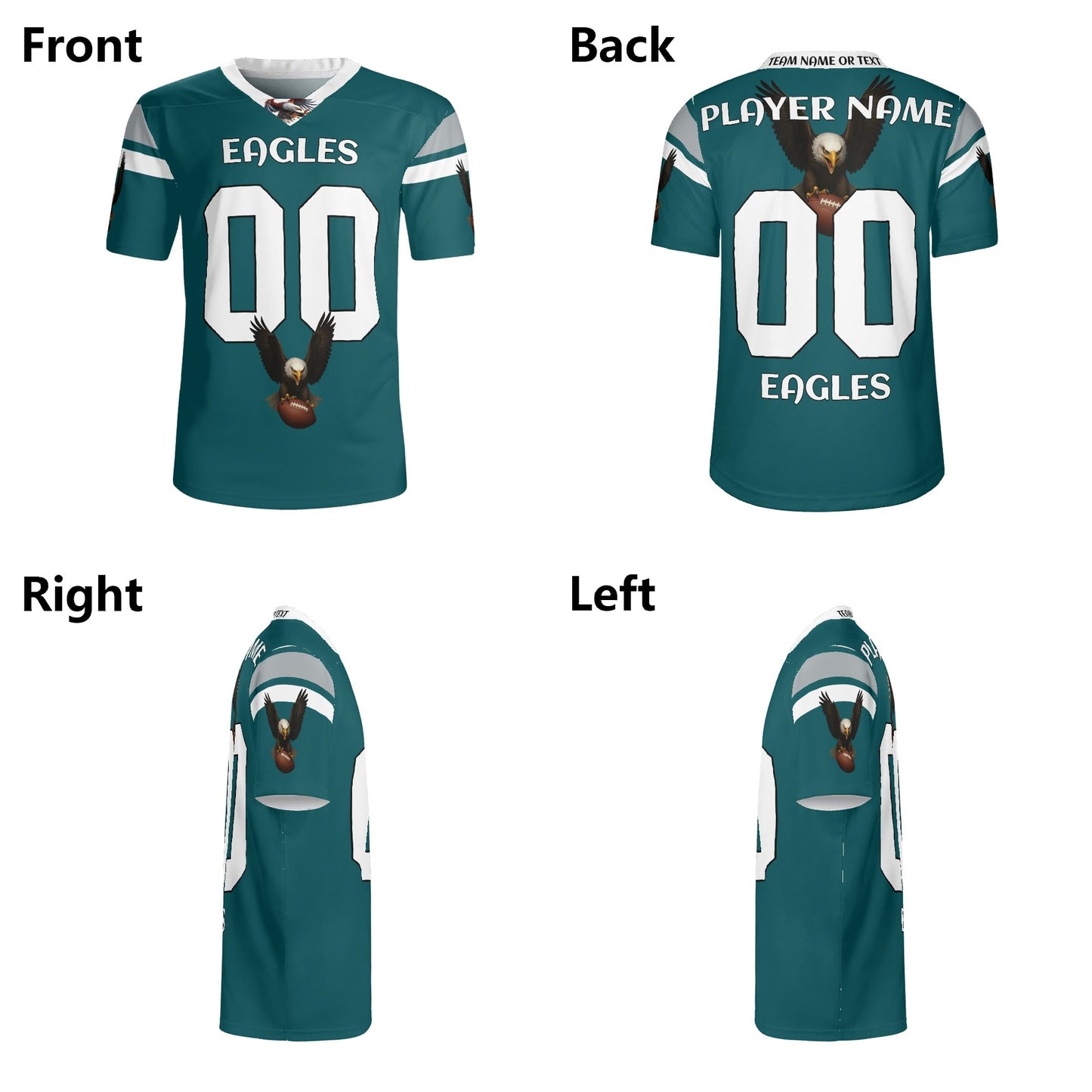 Soar -Midnight-Green Eagle Mascot Football Jersey – Custom Name & Number – Breathable Mesh