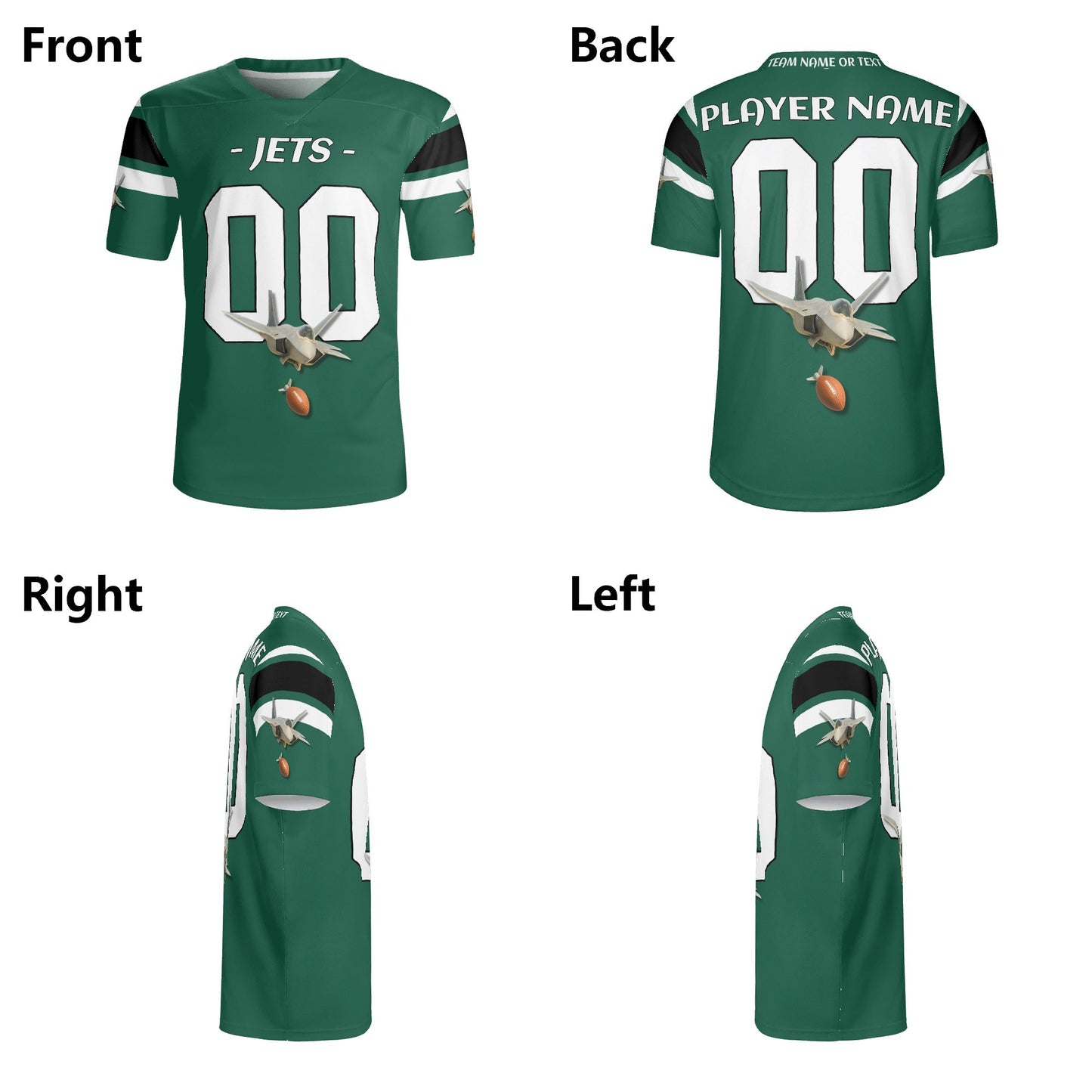 Gotham Green Jet Mascot Football Jersey – Custom Name & Number – Breathable Mesh