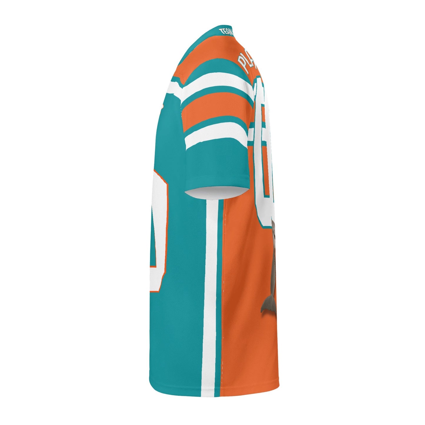 Aqua/Orange Dolphin Pride Football Jersey – Custom Name & Number – Breathable Mesh
