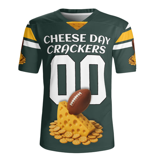 Green/Gold Cheesehead Vibes Football Jersey – Custom Name & Number – Breathable Mesh