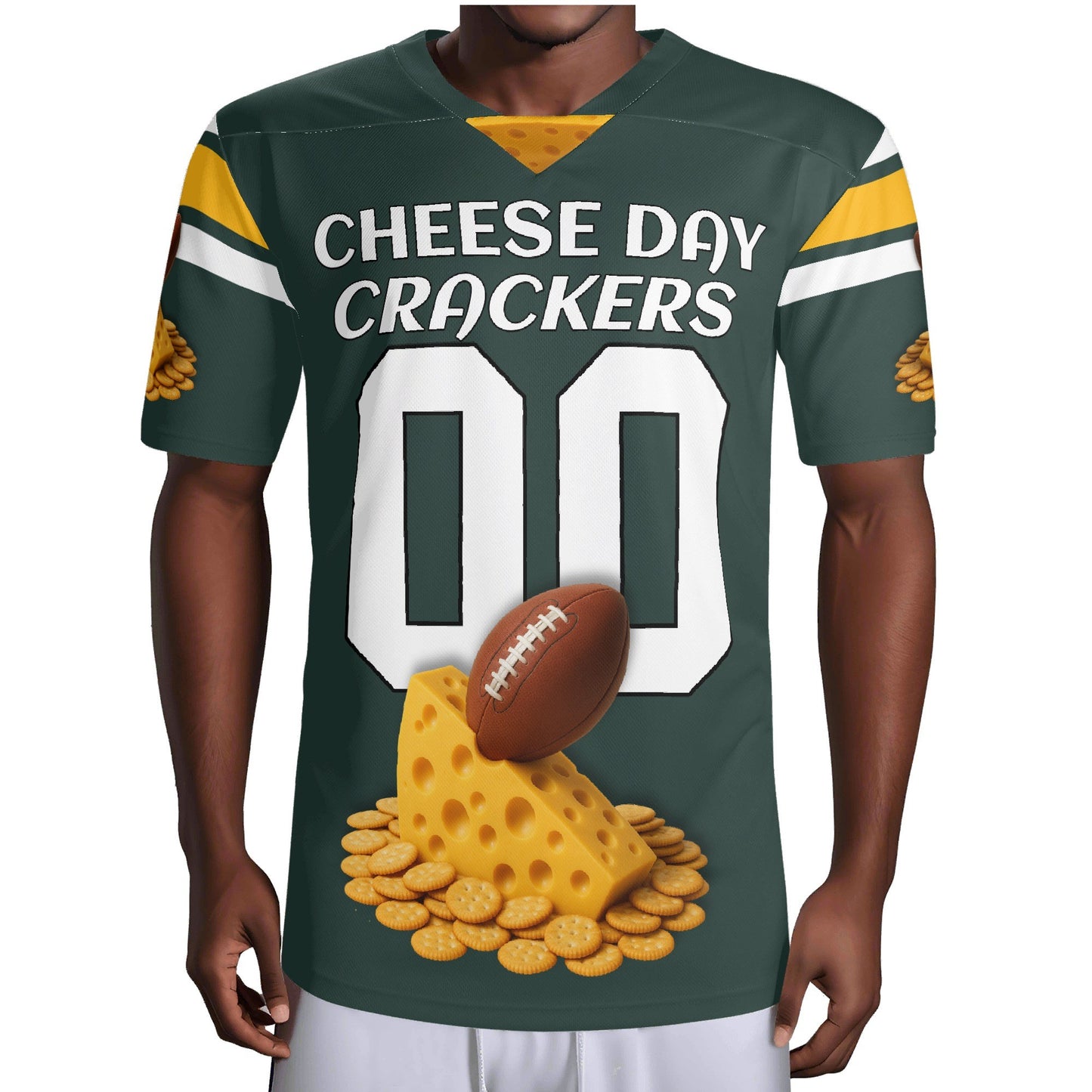 Green/Gold Cheesehead Vibes Football Jersey – Custom Name & Number – Breathable Mesh