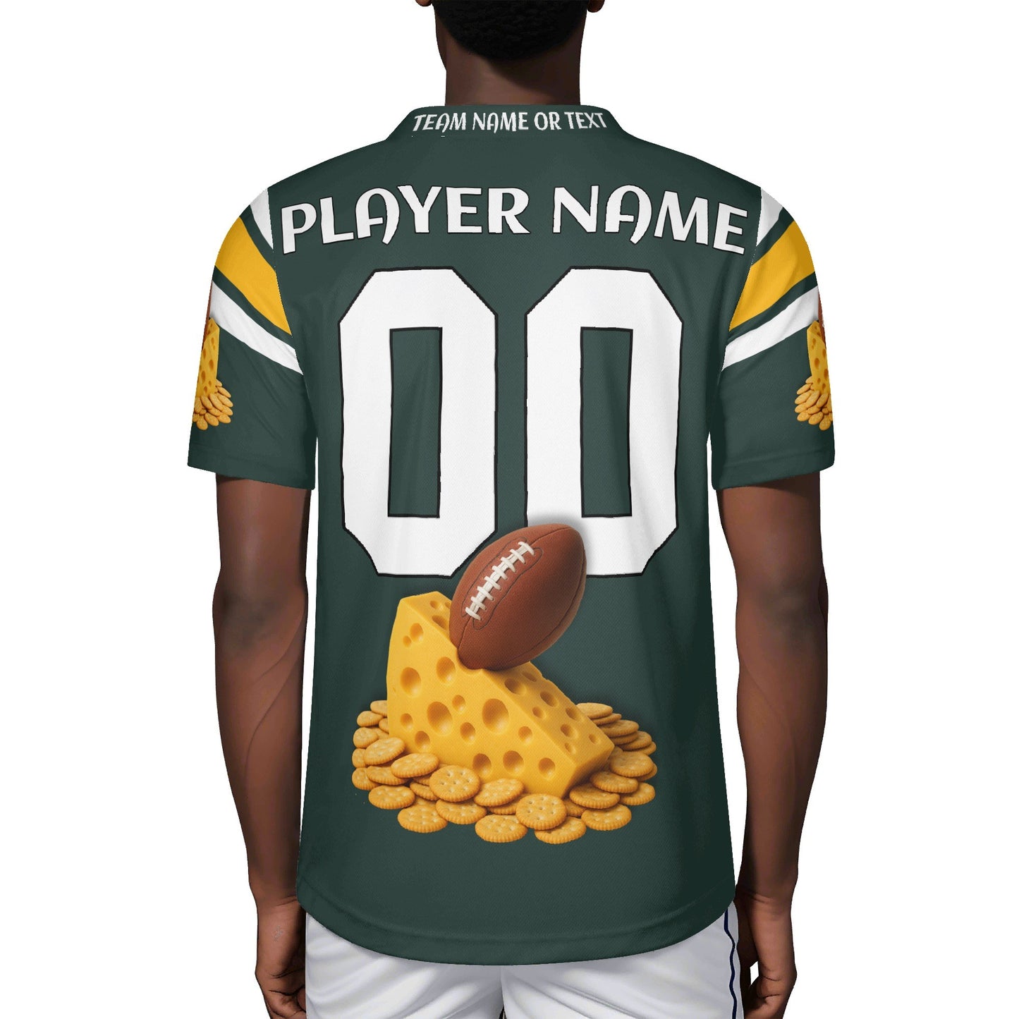 Green/Gold Cheesehead Vibes Football Jersey – Custom Name & Number – Breathable Mesh