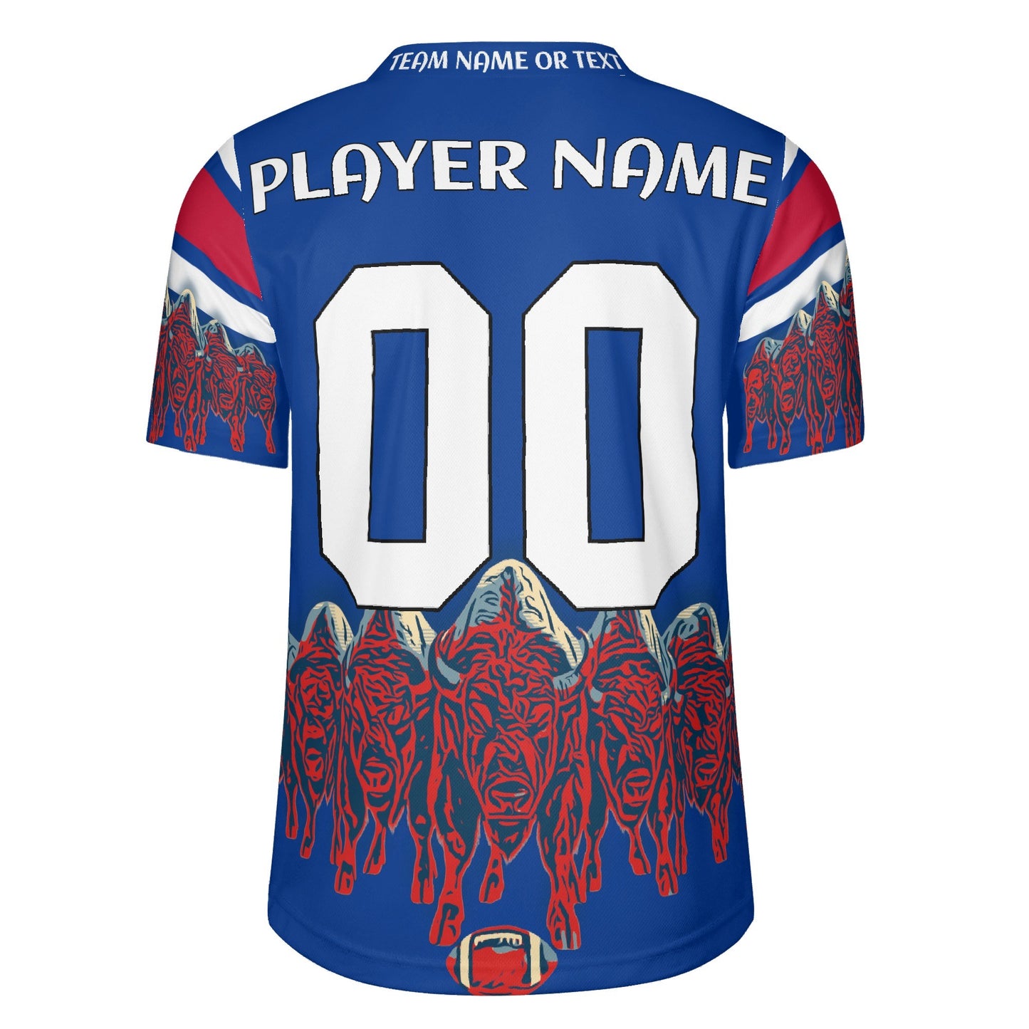 Lake-Effect Herd Royal/Red Football Jersey – Custom Name & Number – Drip-Pattern Mesh