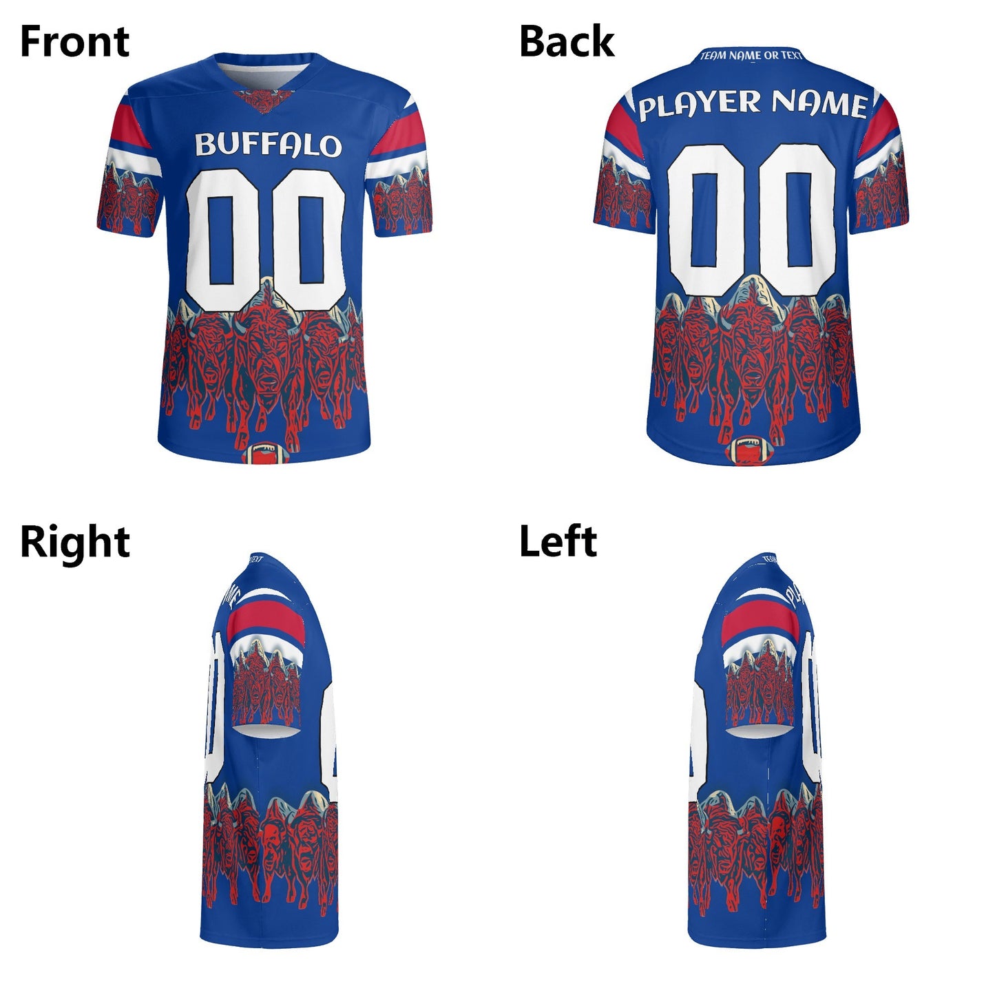 Lake-Effect Herd Royal/Red Football Jersey – Custom Name & Number – Drip-Pattern Mesh
