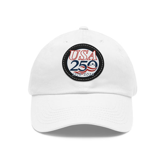 USA 250 Semiquincentennial Dad Hat with Leather Patch (Round)