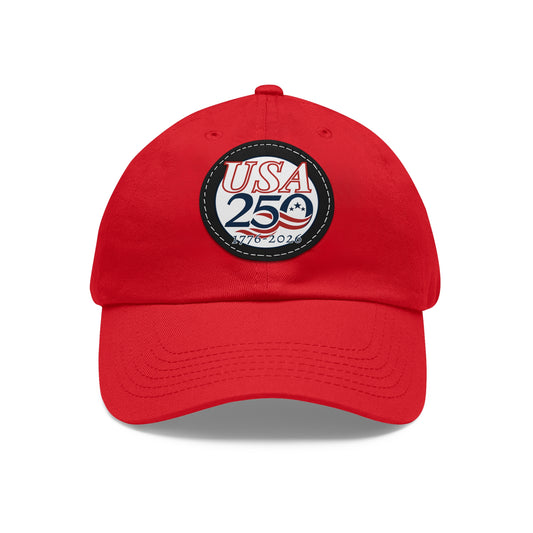 USA 250 Semiquincentennial Dad Hat with Leather Patch (Round)