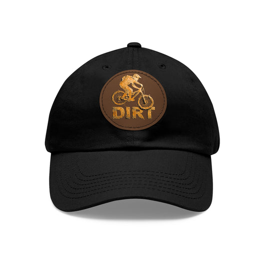 Dirt Bike Dad Hat — Leather Patch Cycling Cap