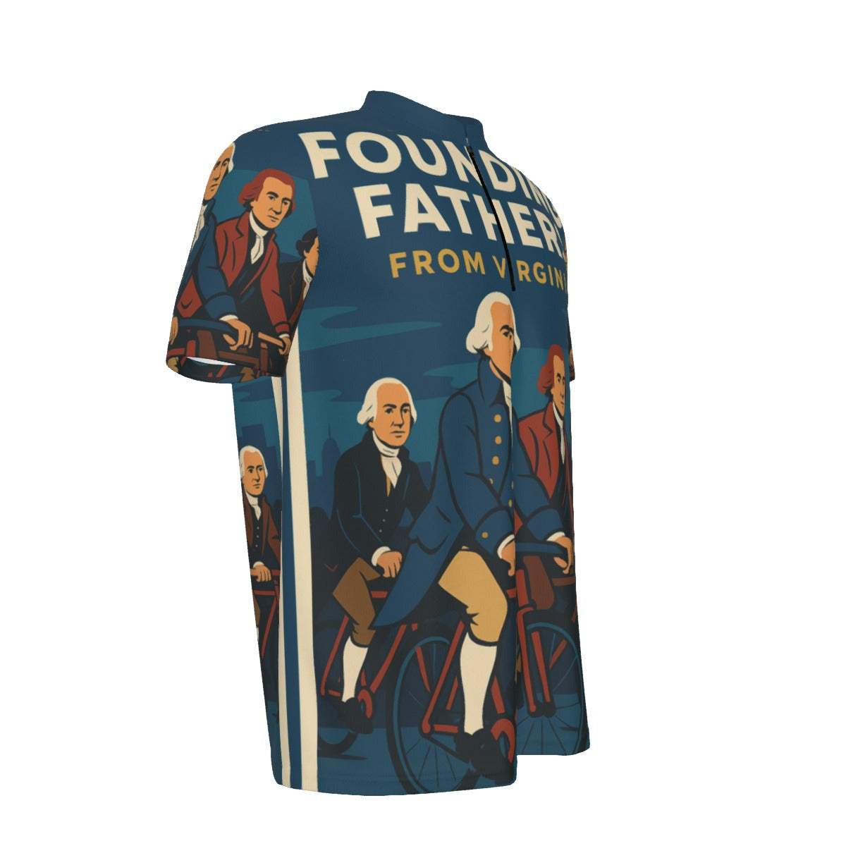 Founding Fathers From Virginia All-over Print Men's MTB Jersey With Black Zipper