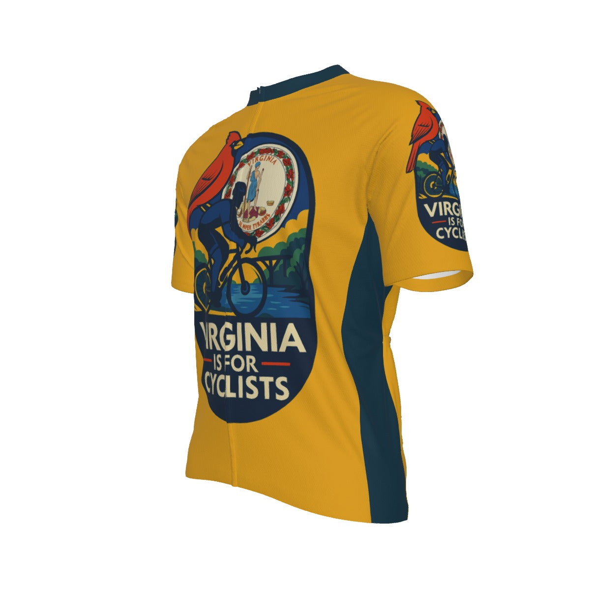 Virginia Is For Cyclists Yellow  All-Over Print Raglan Men's Cycling Jersey