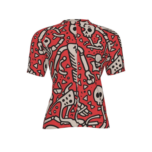 Red Bone Rumble Abstract All-Over Print Raglan Men's Cycling Jersey