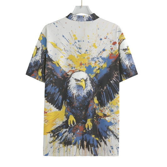 Splatter Painted Eagle All-over Print Men's MTB Jersey With Black Zipper