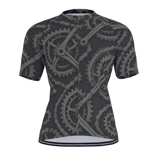 Cranks & Chains Gray All-Over Print Raglan Men's Cycling Jersey