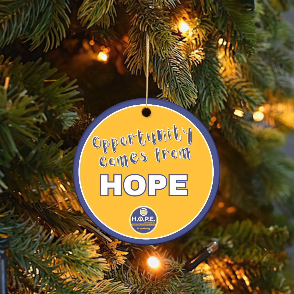 HOPE Opportunity Round Christmas Ceramic Decoration Ornaments