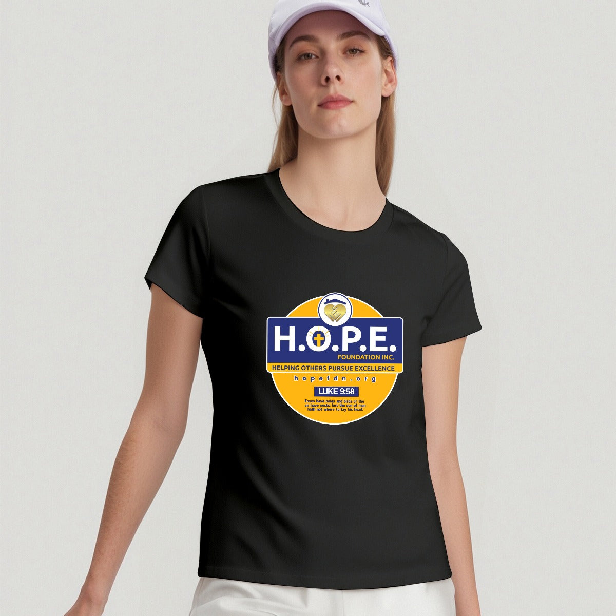 H.O.P.E. Foundation Women's Round-Neck Short-Sleeved T-Shirt For the USA|200GSM Cotton DTF