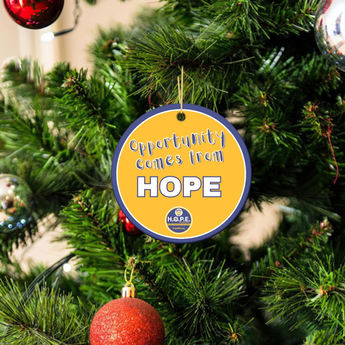 HOPE Opportunity Round Christmas Ceramic Decoration Ornaments