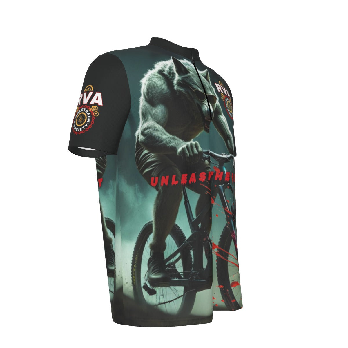 Unleash The Beast RVA All-over Print Men's Single Track Society MTB Jersey With Black Zipper