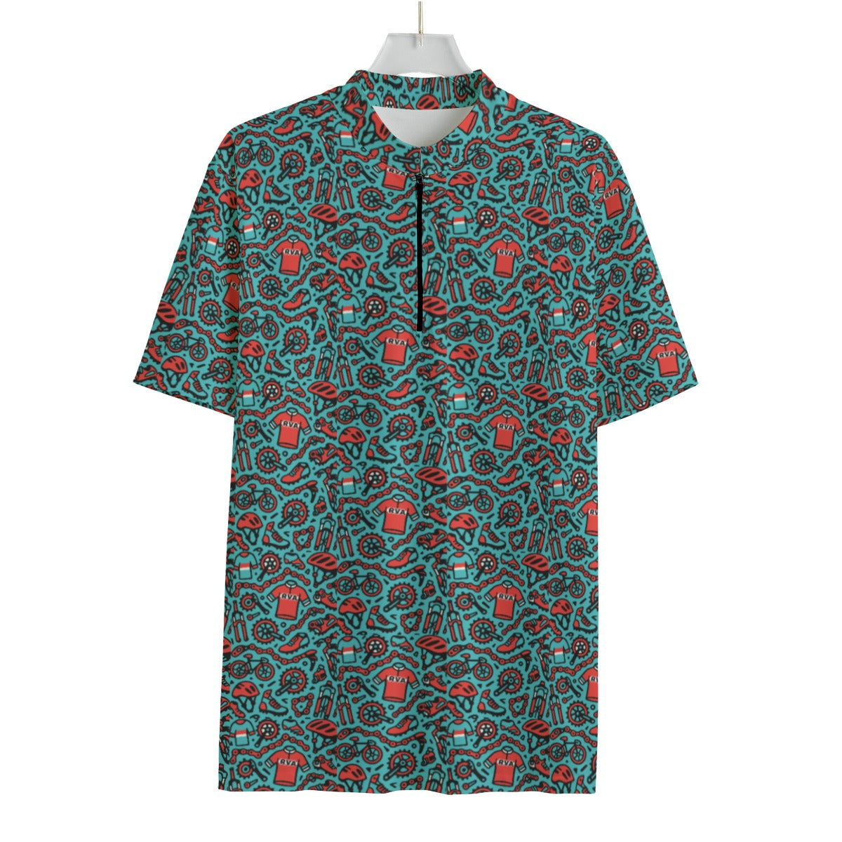 RVA Bike Parts & Pieces All-over Print Men's MTB Jersey with Black Zipper