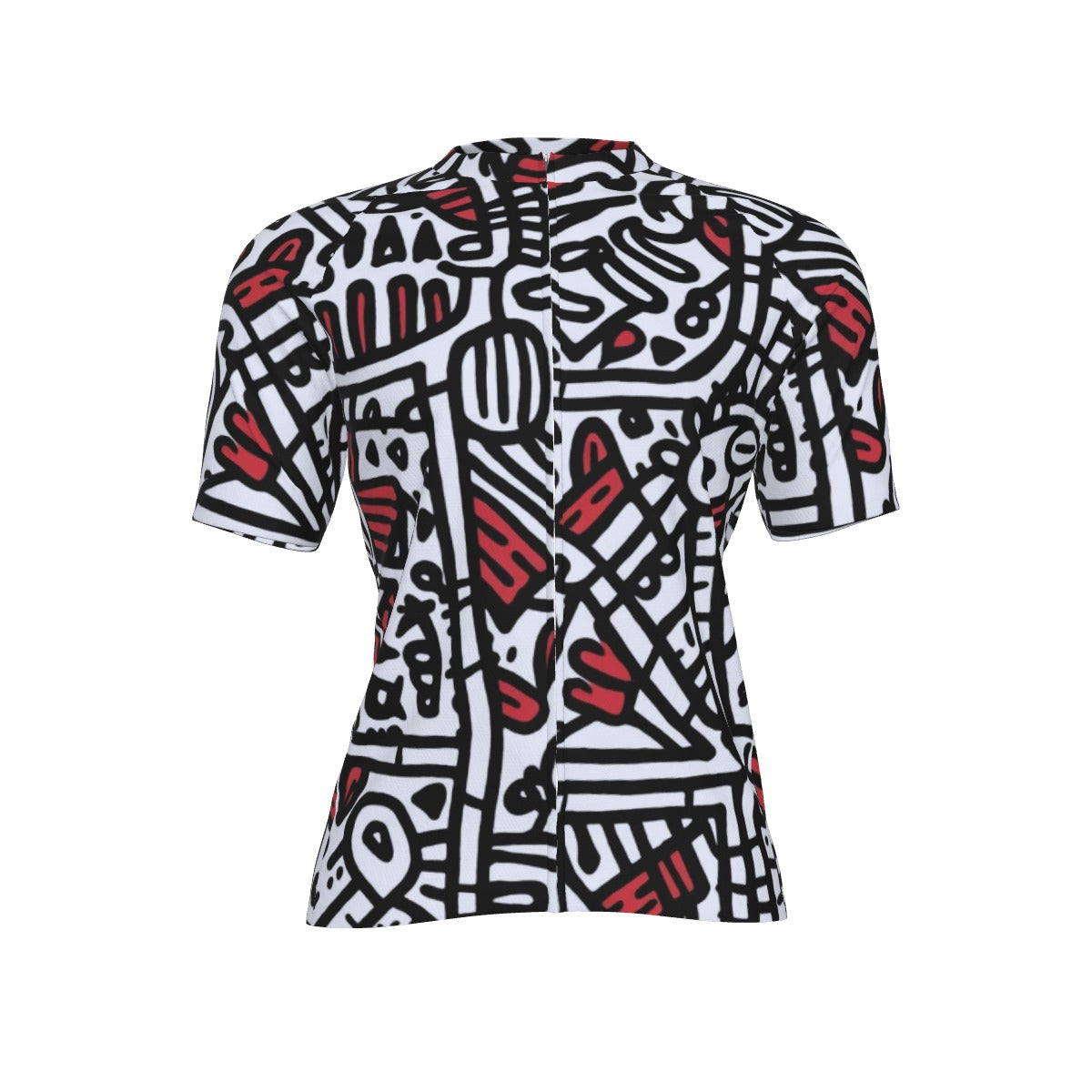 Graffiti Road: Abstract Red & Black All-Over Print Raglan Men's Cycling Jersey