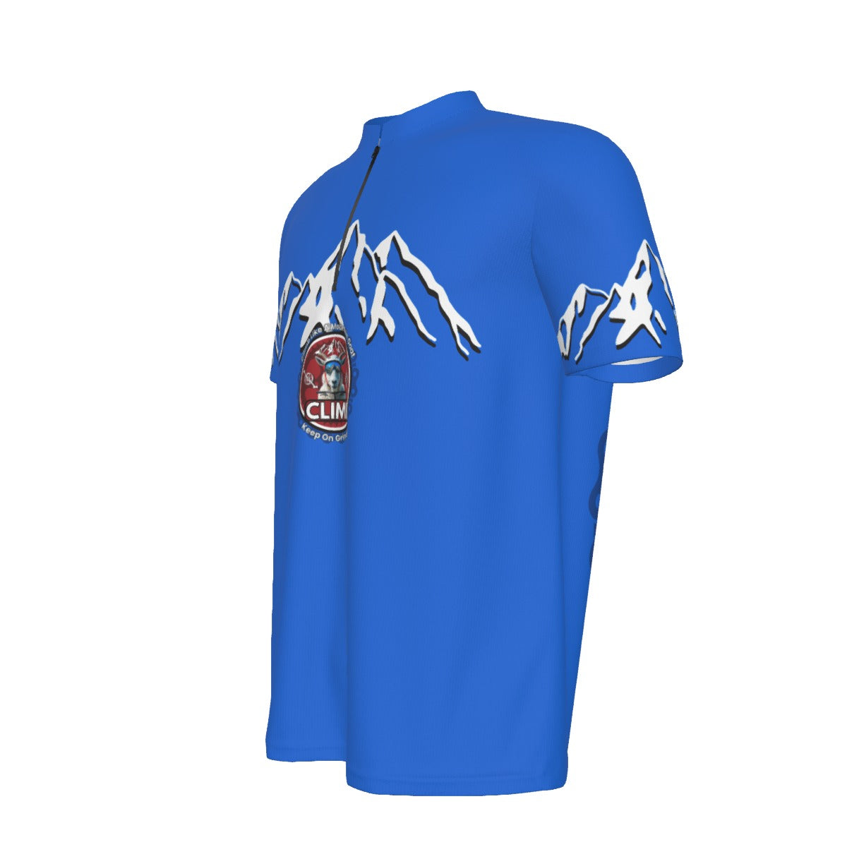 CLIMB Blue Keep on Grinding All-over Print Men's MTB Jersey With Black Zipper