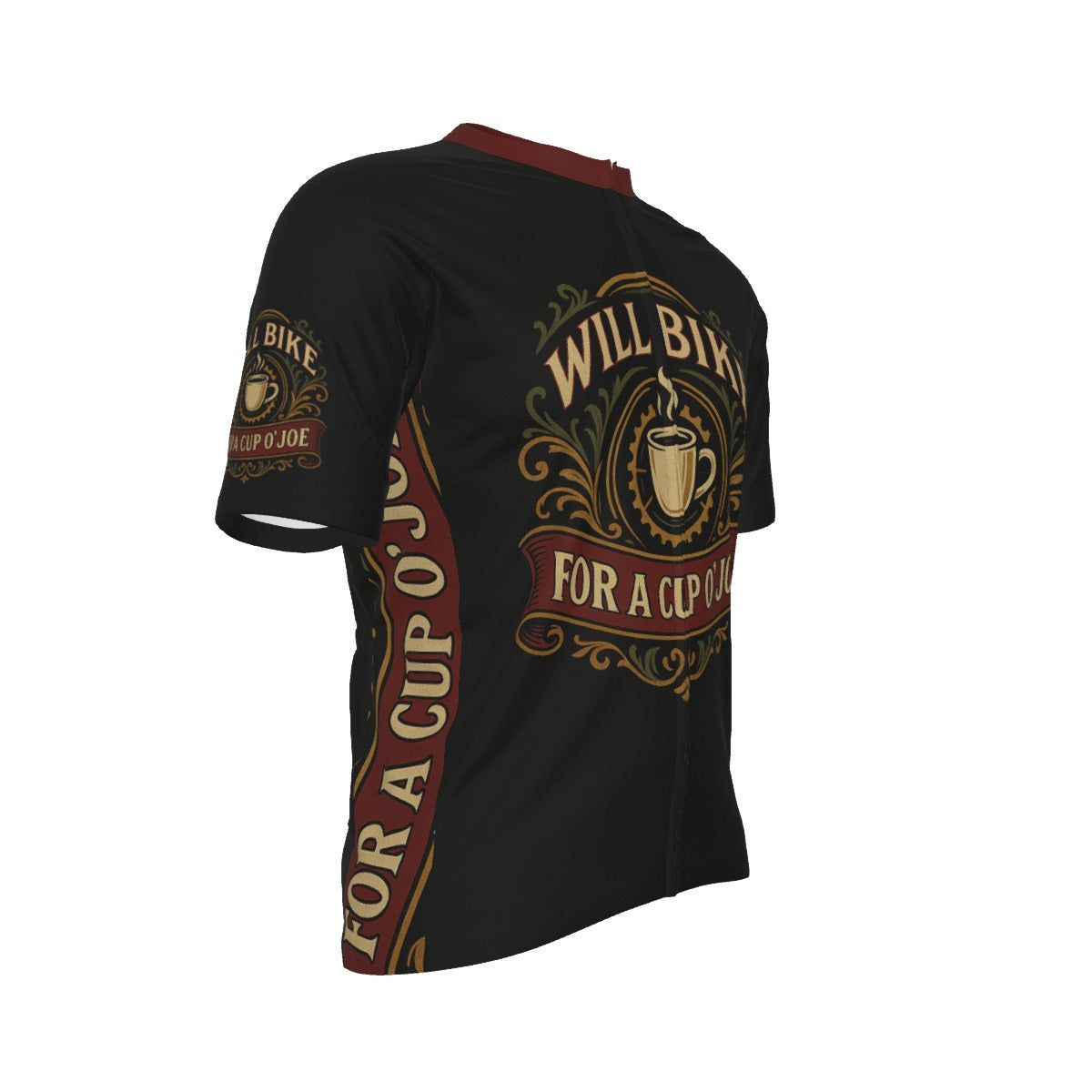WILL BIKE For A Cup O'JOE All-Over Print Raglan Men's Cycling Jersey