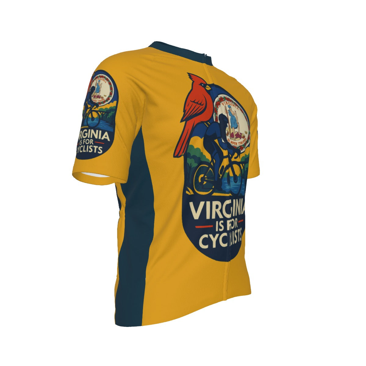 Virginia Is For Cyclists Yellow  All-Over Print Raglan Men's Cycling Jersey