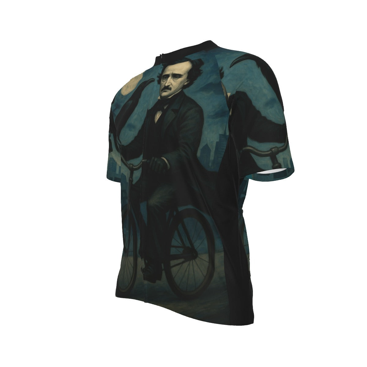 Edgar Allen Poe Raven Rides All-Over Print Raglan Men's Cycling Jersey