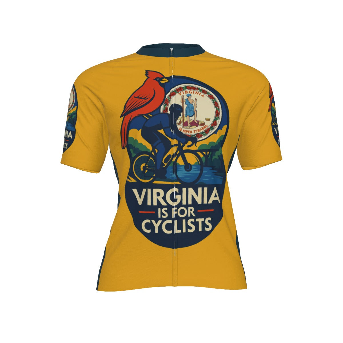 Virginia Is For Cyclists Yellow  All-Over Print Raglan Men's Cycling Jersey