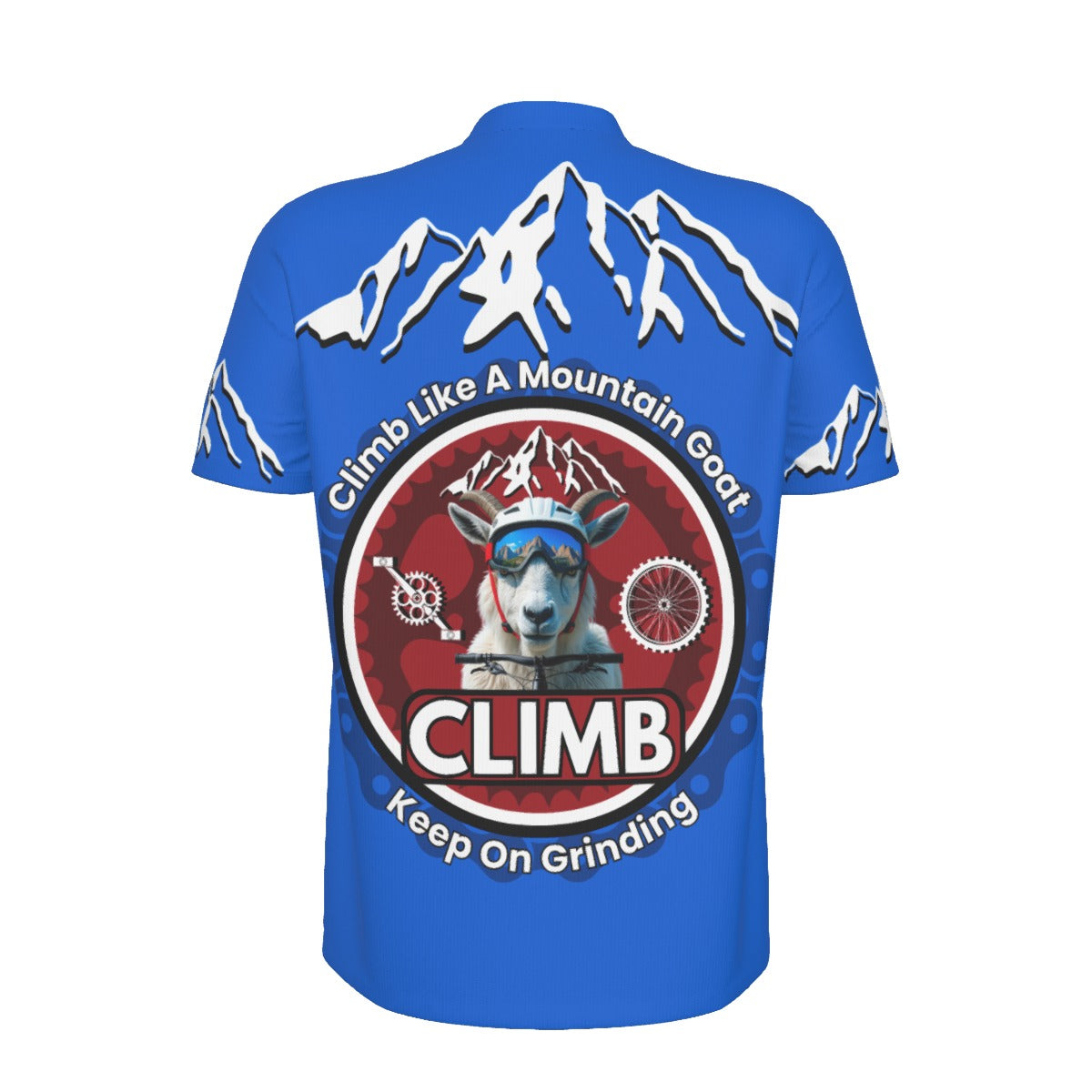 CLIMB Blue Keep on Grinding All-over Print Men's MTB Jersey With Black Zipper