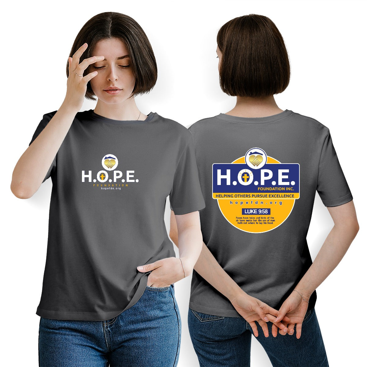 H.O.P.E. Foundation Women's Essential Crew Neck T-Shirt For The USA|180GSM Front & Back DTF