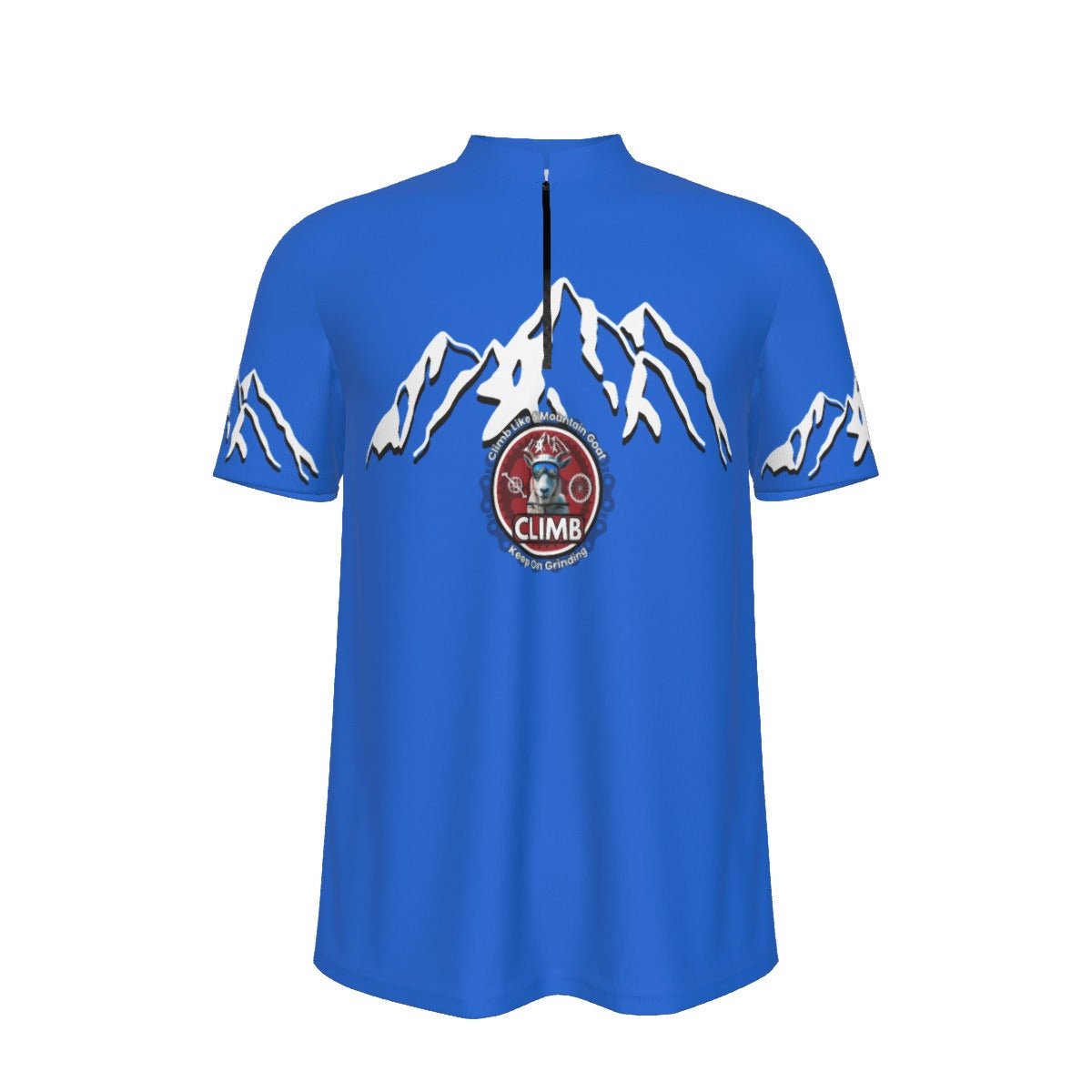 CLIMB Blue Keep on Grinding All-over Print Men's MTB Jersey With Black Zipper