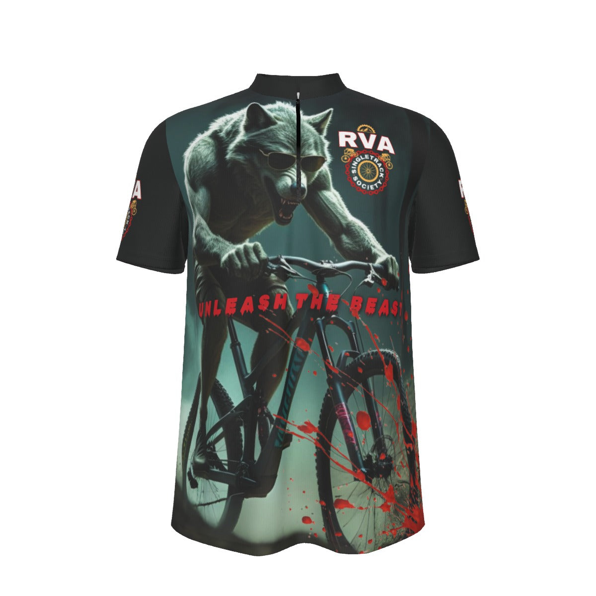 Unleash The Beast RVA All-over Print Men's Single Track Society MTB Jersey With Black Zipper