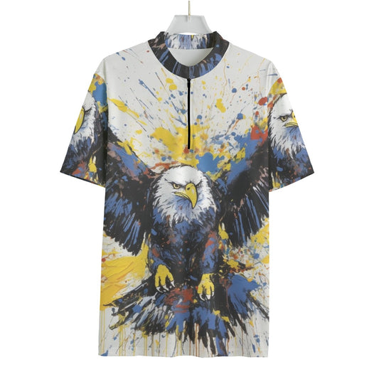 Splatter Painted Eagle All-over Print Men's MTB Jersey With Black Zipper