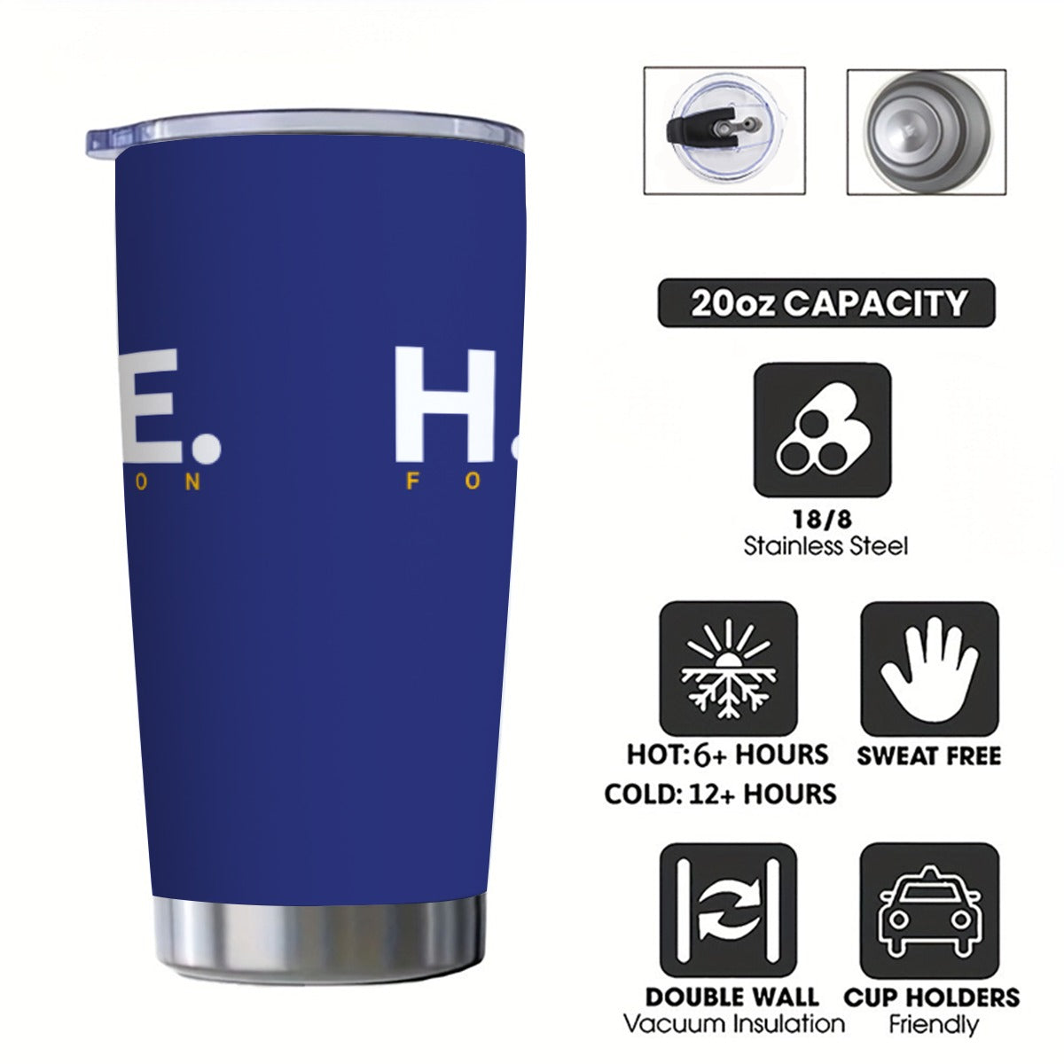 HOPE All Blue 20OZ Tumbler With Sliding Lid For The USA