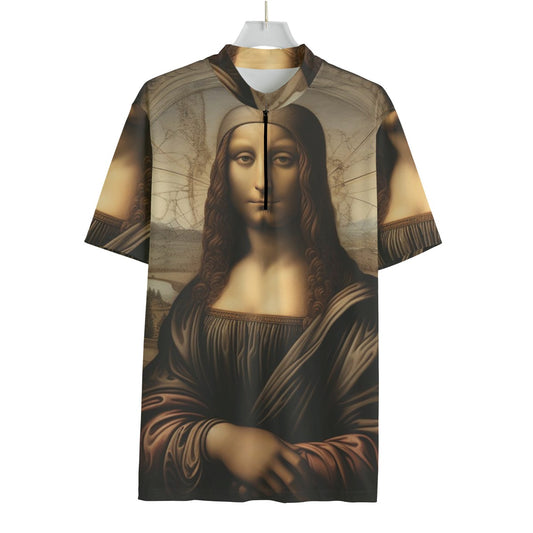 Mona Lisa Maybe All-over Print Men's MTB Jersey With Black Zipper