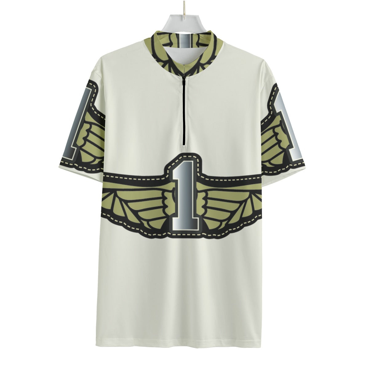 Flying Number 1 All-over Print Men's MTB Jersey With Black Zipper