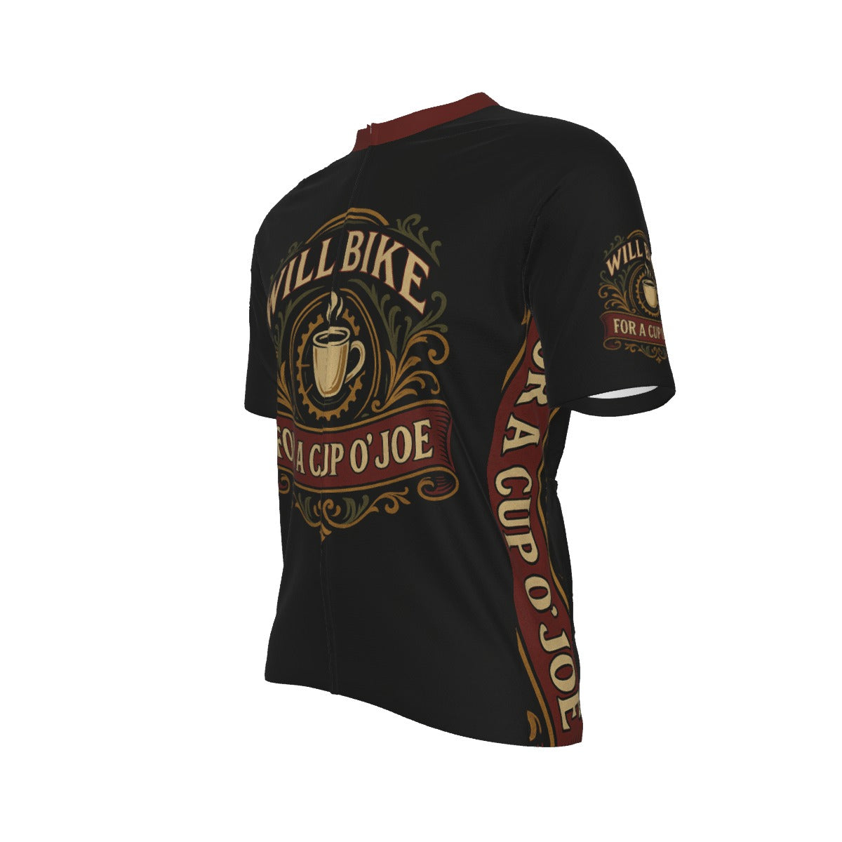 WILL BIKE For A Cup O'JOE All-Over Print Raglan Men's Cycling Jersey