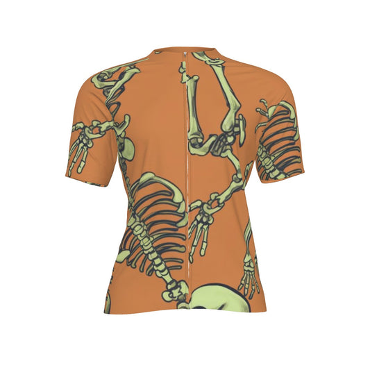 Rattle Bones Orange All-Over Print Raglan Men's Cycling Jersey